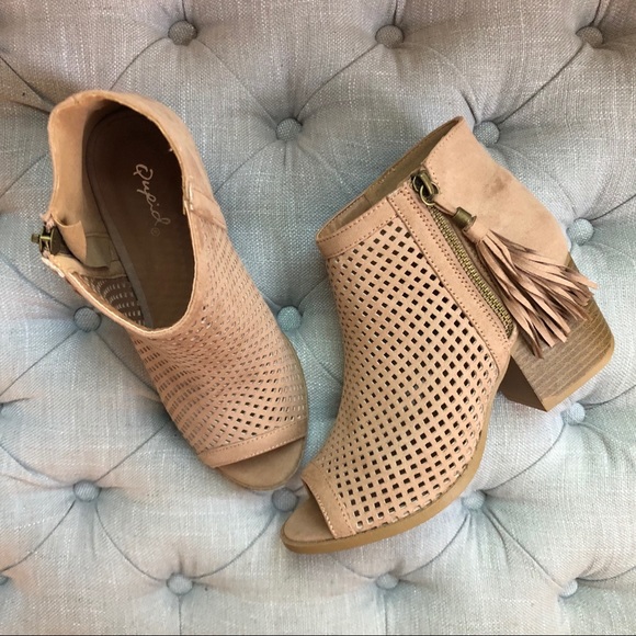 Boutique Shoes - Perforated Warm Taupe Booties Last Few!